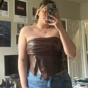 SHEIN Brown Strapless Crop Top